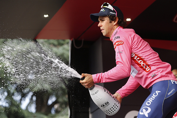 Michael Matthews in maglia rosa al Giro 2015