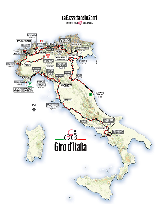 Il percorso del Giro d'Italia 2015