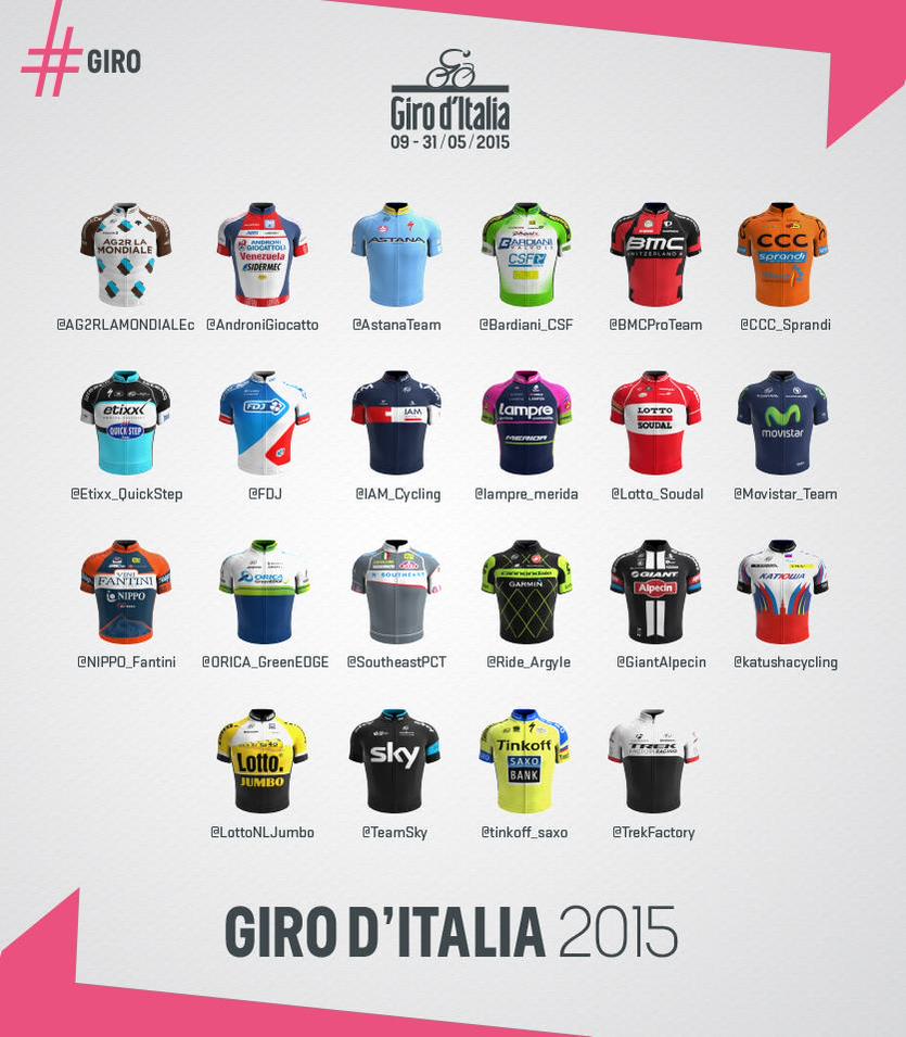 Le 22 squadre al Giro d'Italia 2015