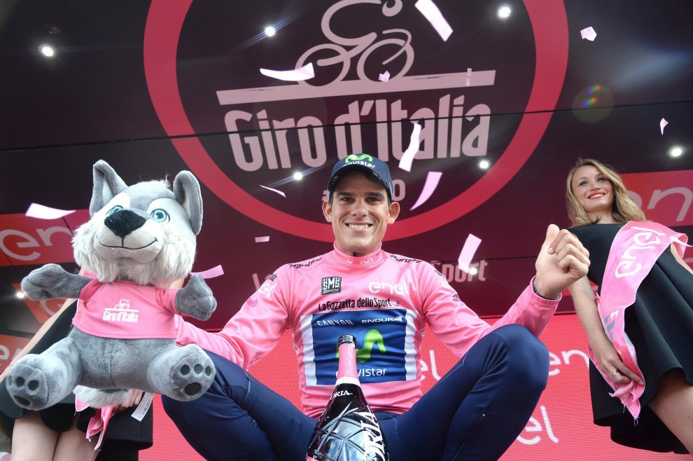 Andrey Amador in maglia rosa al Giro 2016