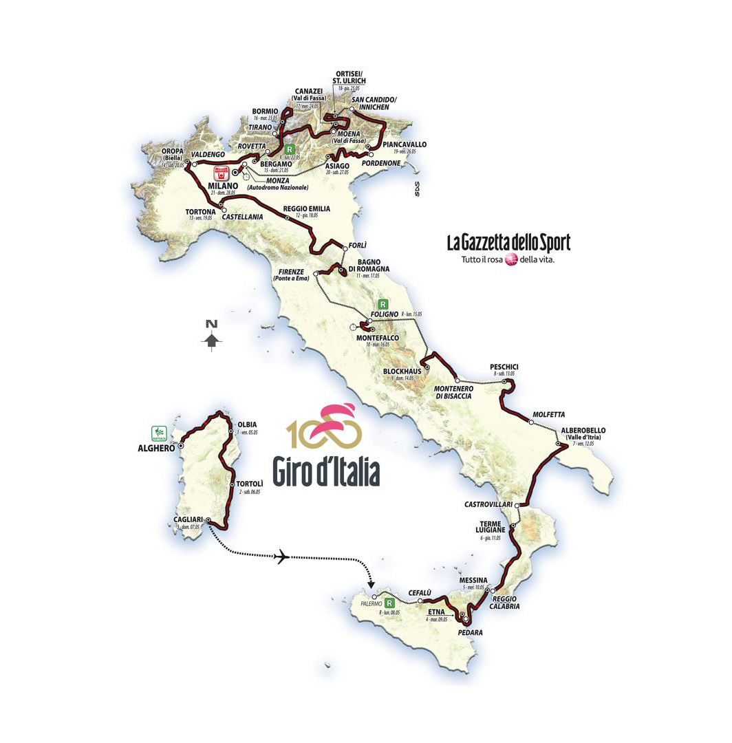 Percorso del Giro d'Italia 2017