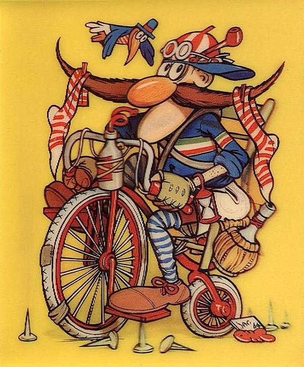 Ciclista disegnato da Jacovitti