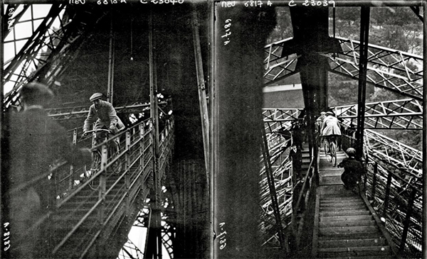 Labric scende dalla Tour Eiffel in bici nel 1923