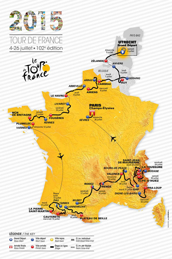 Il percorso del Tour de France 2015