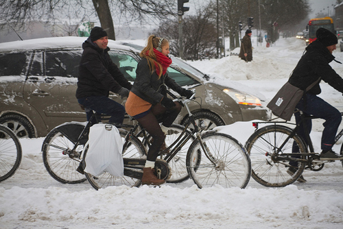 Ciclisti nella neve