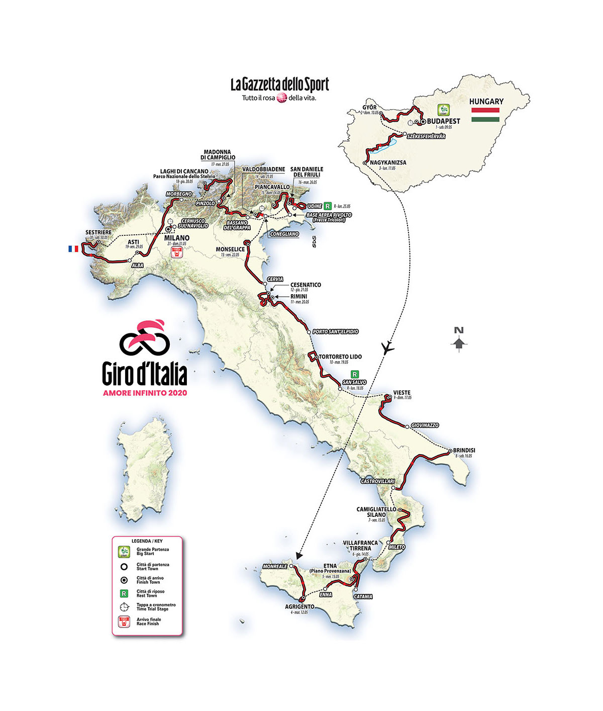 Percorso del Giro d'Italia 2020
