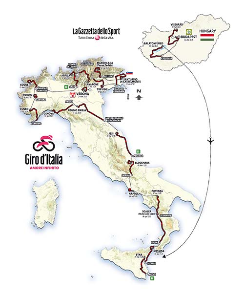 Il percorso del Giro d'Italia 2022