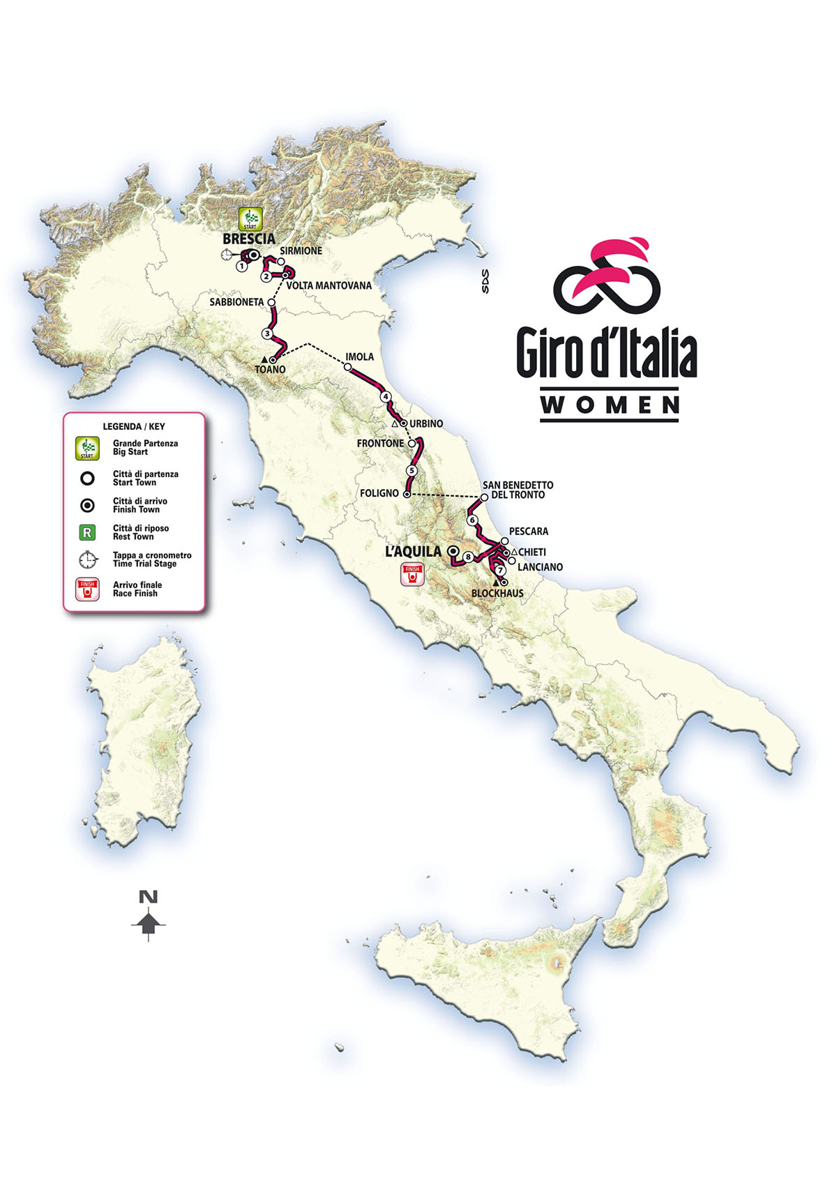 Il percorso del Giro d'Italia Women 2024