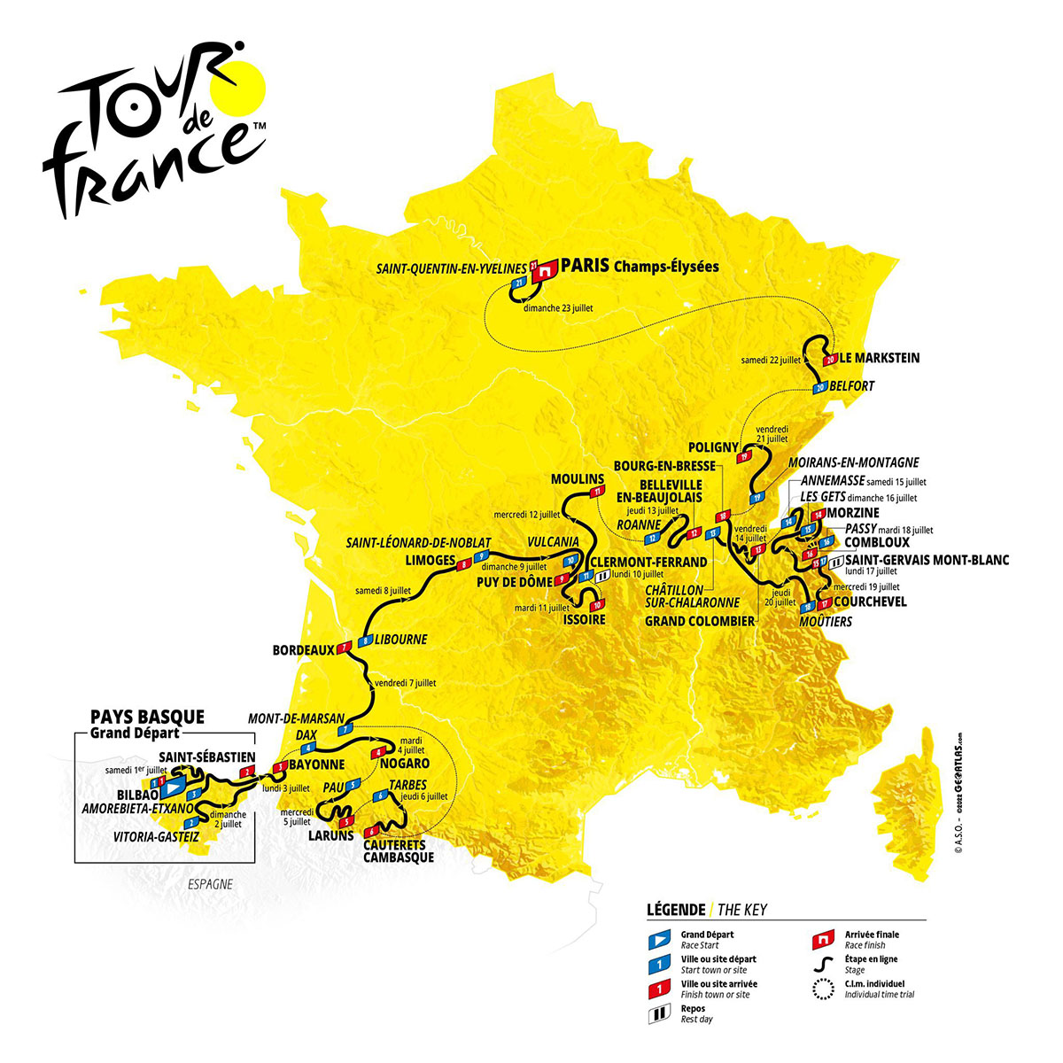 Il percorso del Tour de France 2023