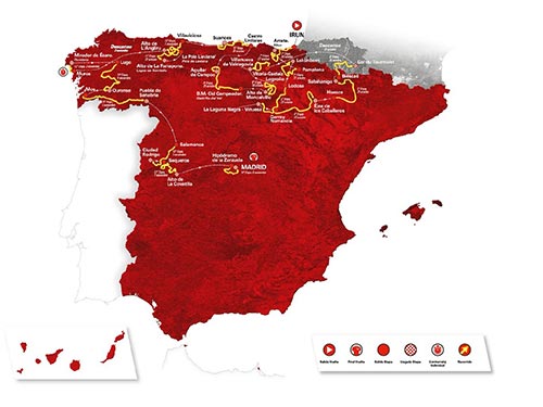 Il percorso dela Vuelta a Espana 2020